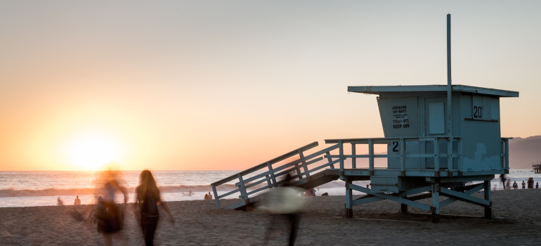 wooden lifeguard cabin on the beach