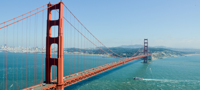 The Golden Gate Bridge connects San Francisco Bay and the Pacific Ocean.