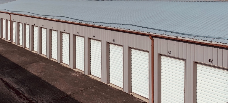 storage units with white doors