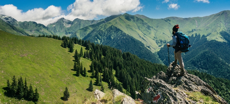 A hiker on a mountain