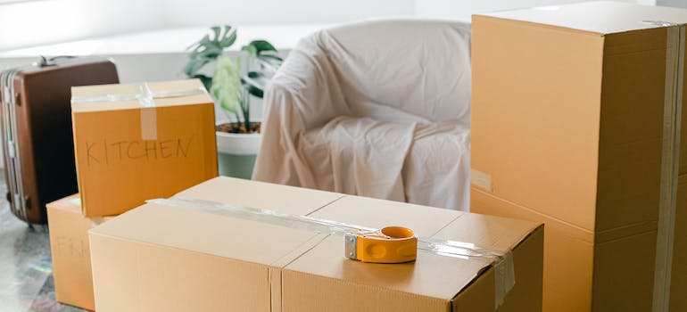 a set of furniture and boxes prepared for relocation