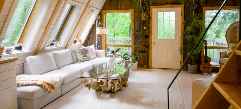 a living room you can design after you declutter your attic and create space for it