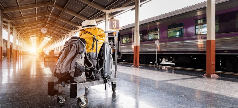 a carriage with many suitcases of someone not worried about their belongings, which is one of the benefits of a self-storage unit