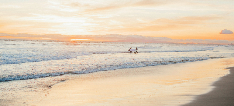 sunset at the Huntington Beach