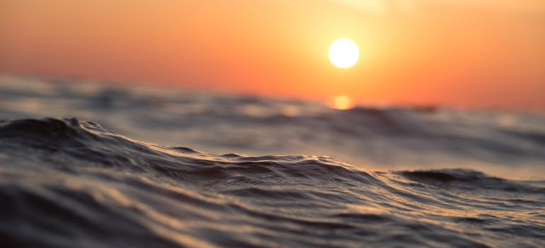 sun above the ocean at sunset