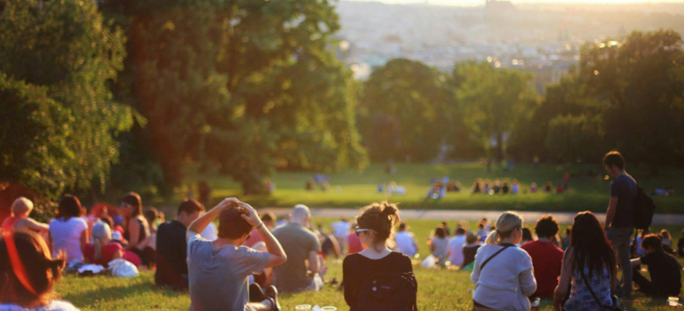 people sitting in the park