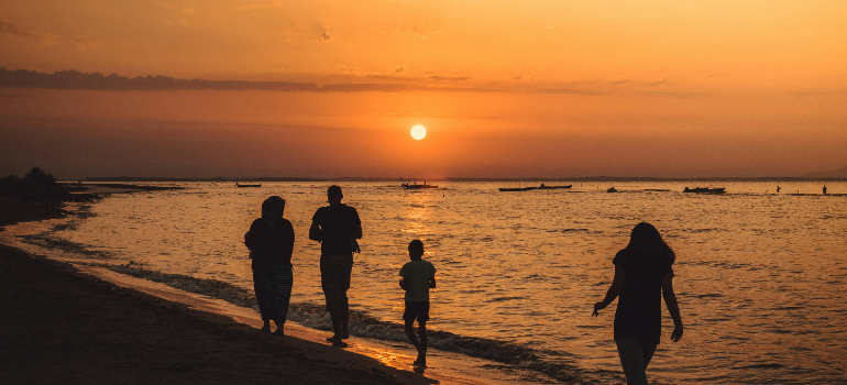 family at a beach 