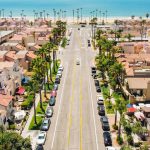 an aerial view of the city of Huntington Beach, CA